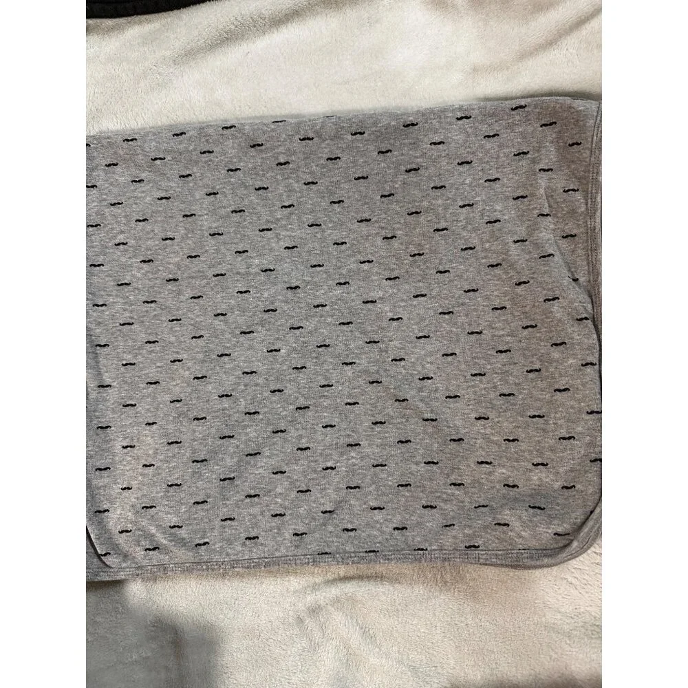 Carter’s Gray Grey Baby Security Blanket Cotton Knit Lovey Mustache Print No Tag